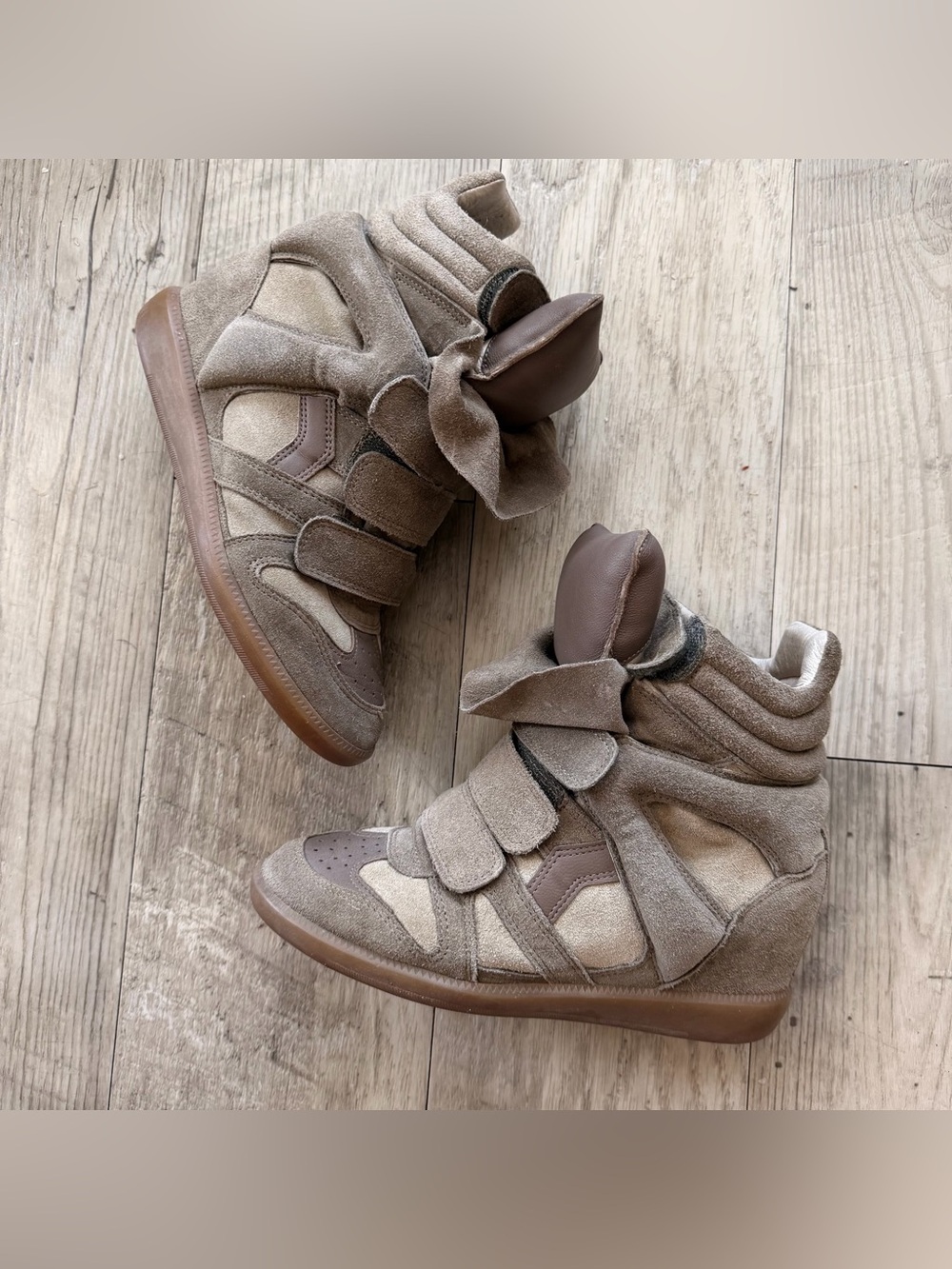 Authentic Isabel marant bekett wedge sneakers in green/ khaki